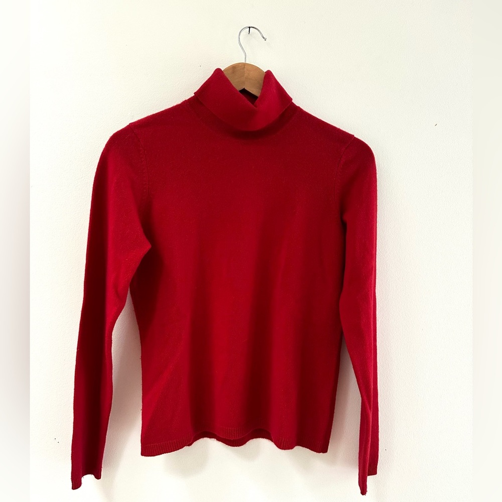 Classic RALPH LAUREN Cardinal Red Turtle Neck Cashmere Sweater Vintage Small